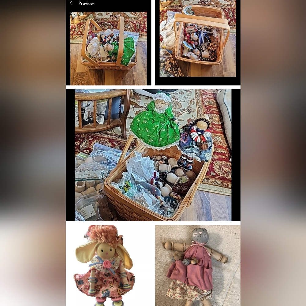 For The Crafter•Whole Basket of Items For Button & Spool Dolls!🧵❣️